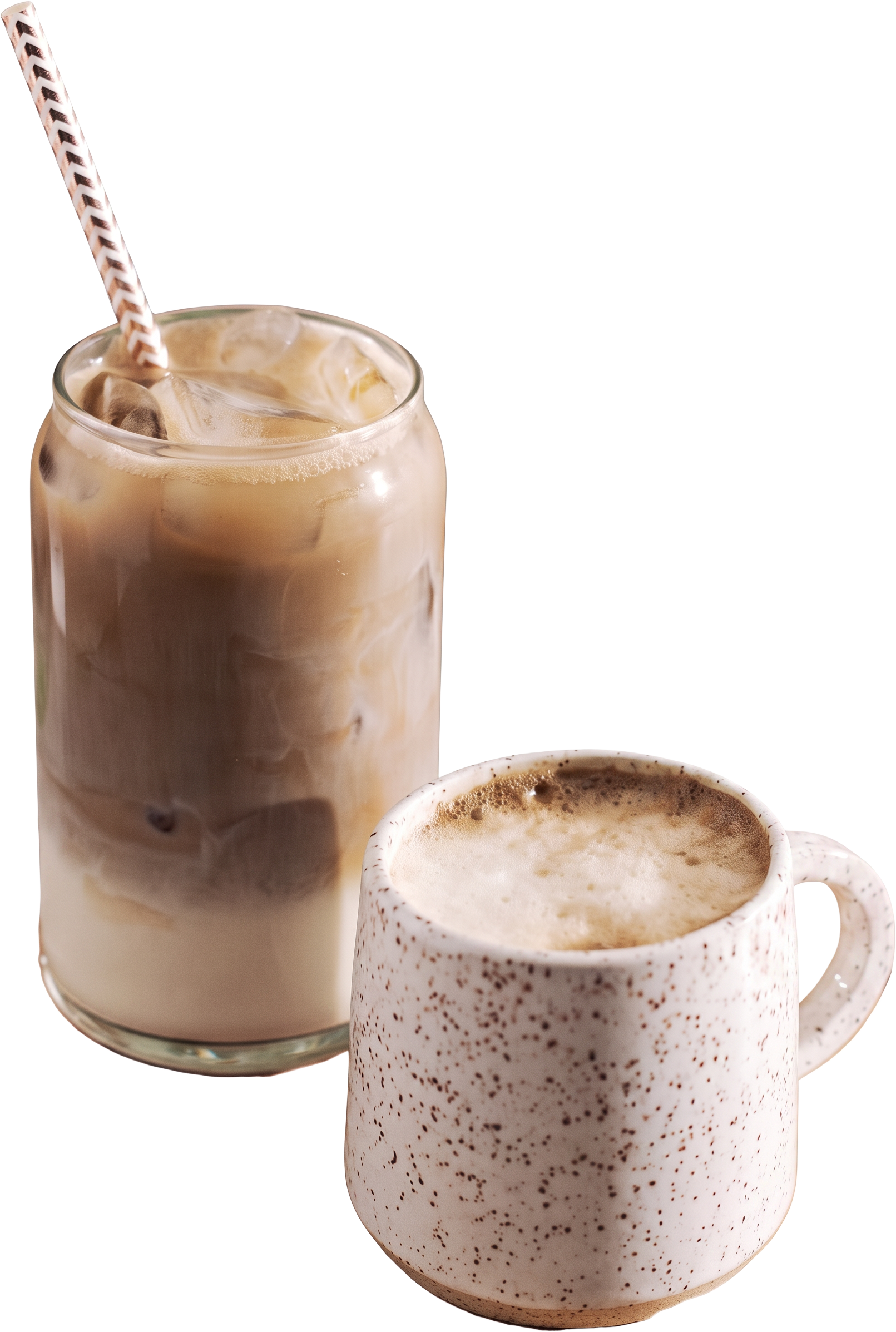 Ledeni in topli hojicha latte